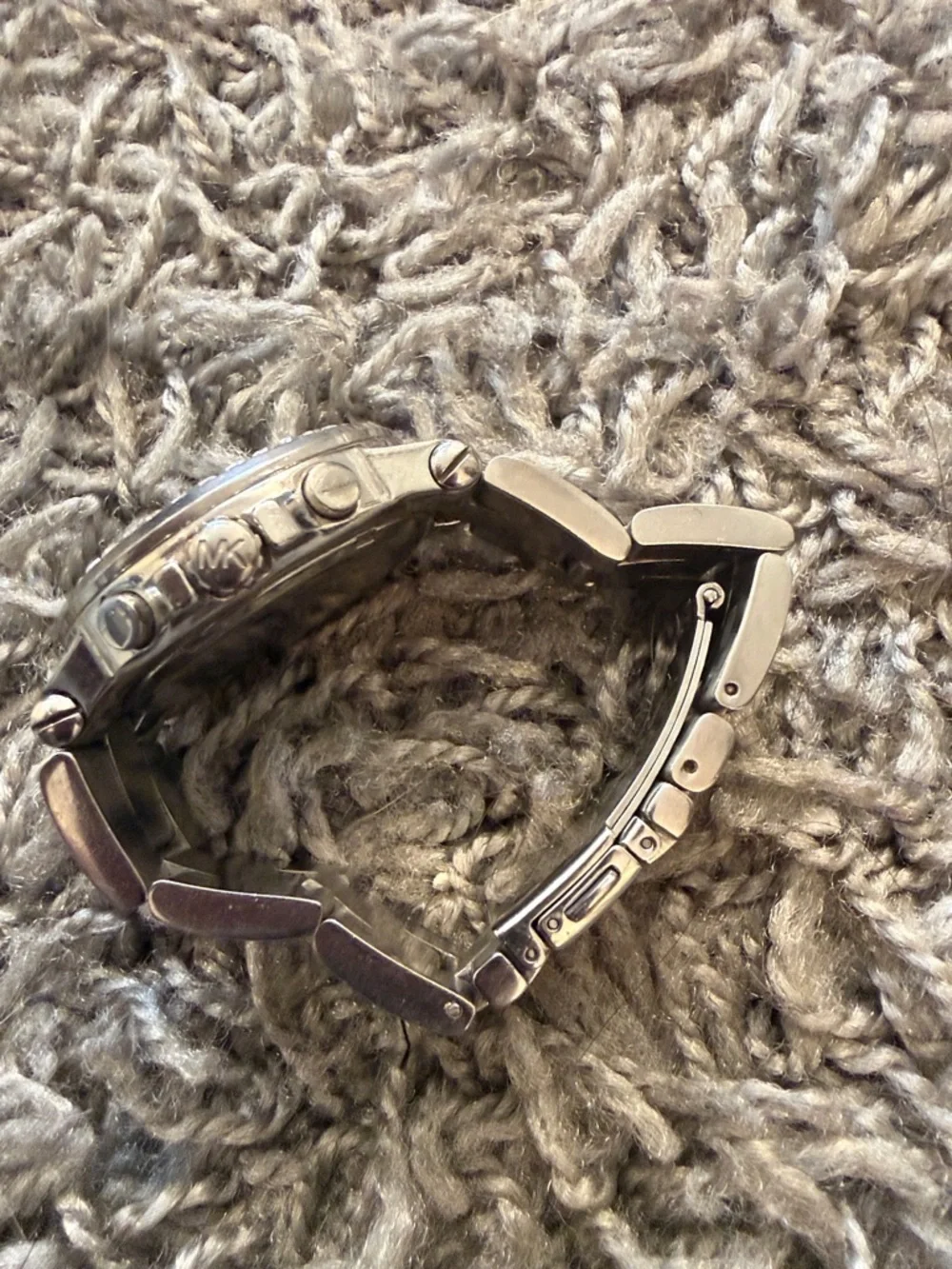 Michael Kors Silver and White Crystal-Trim Chronograph Watch